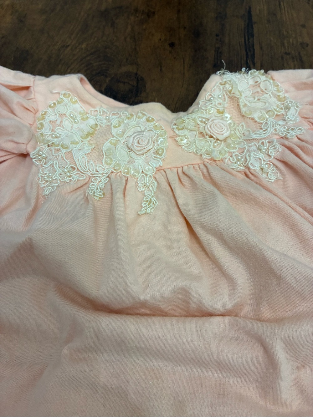 Vintage Peach Lace Baby 6 months Two Piece Outfit - Picture 2 of 9